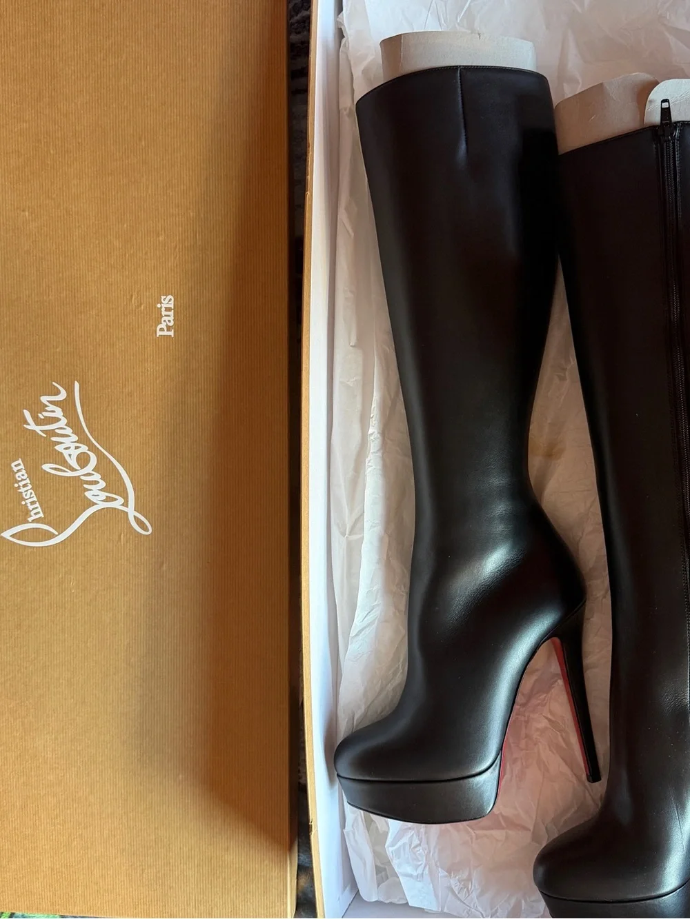 Christian Louboutin Black Leather 140 Over-the-Knee Platform Stiletto Boots